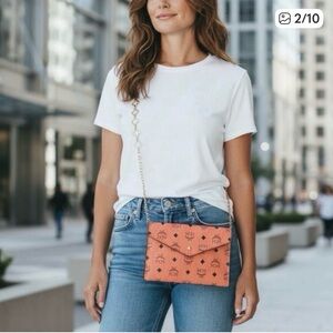 MCM Cognac Visetos Envelope Pouch / Crossbody Set – BNIB
